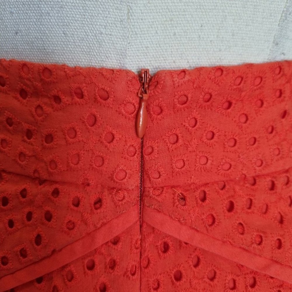 Review Bright Orange Cotton Eyelet A-Line Skirt Size 8 - Picture 5 of 6